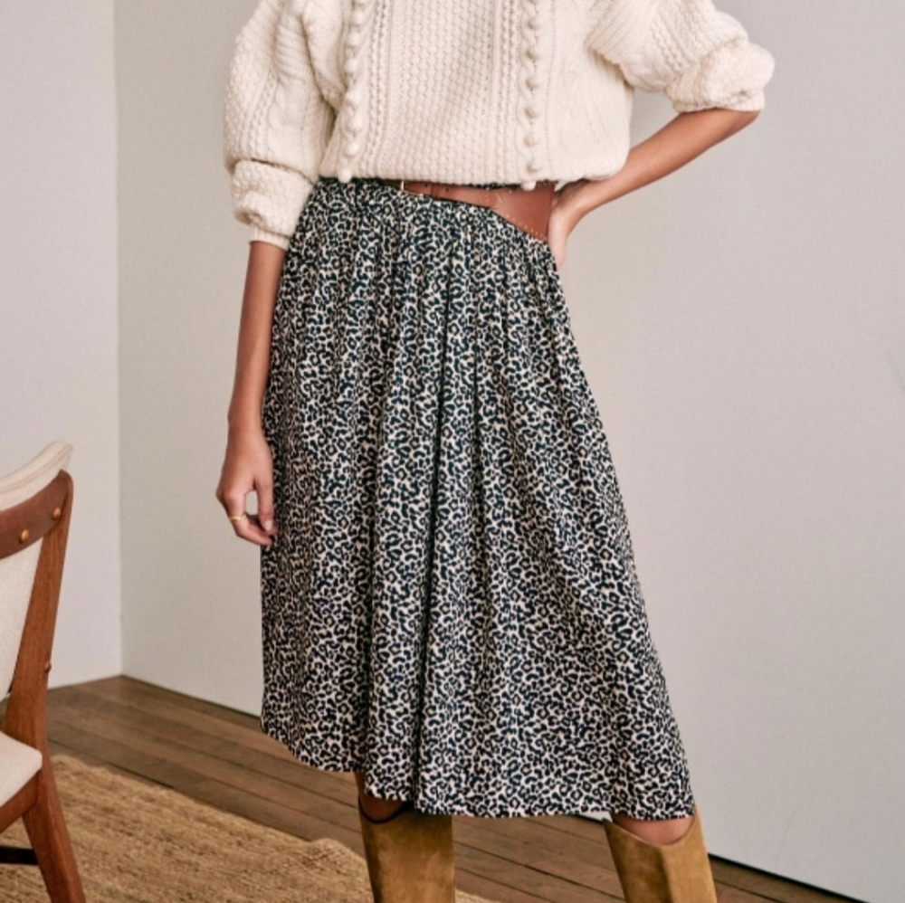 NWOT Sezane Leopard Elie Skirt
